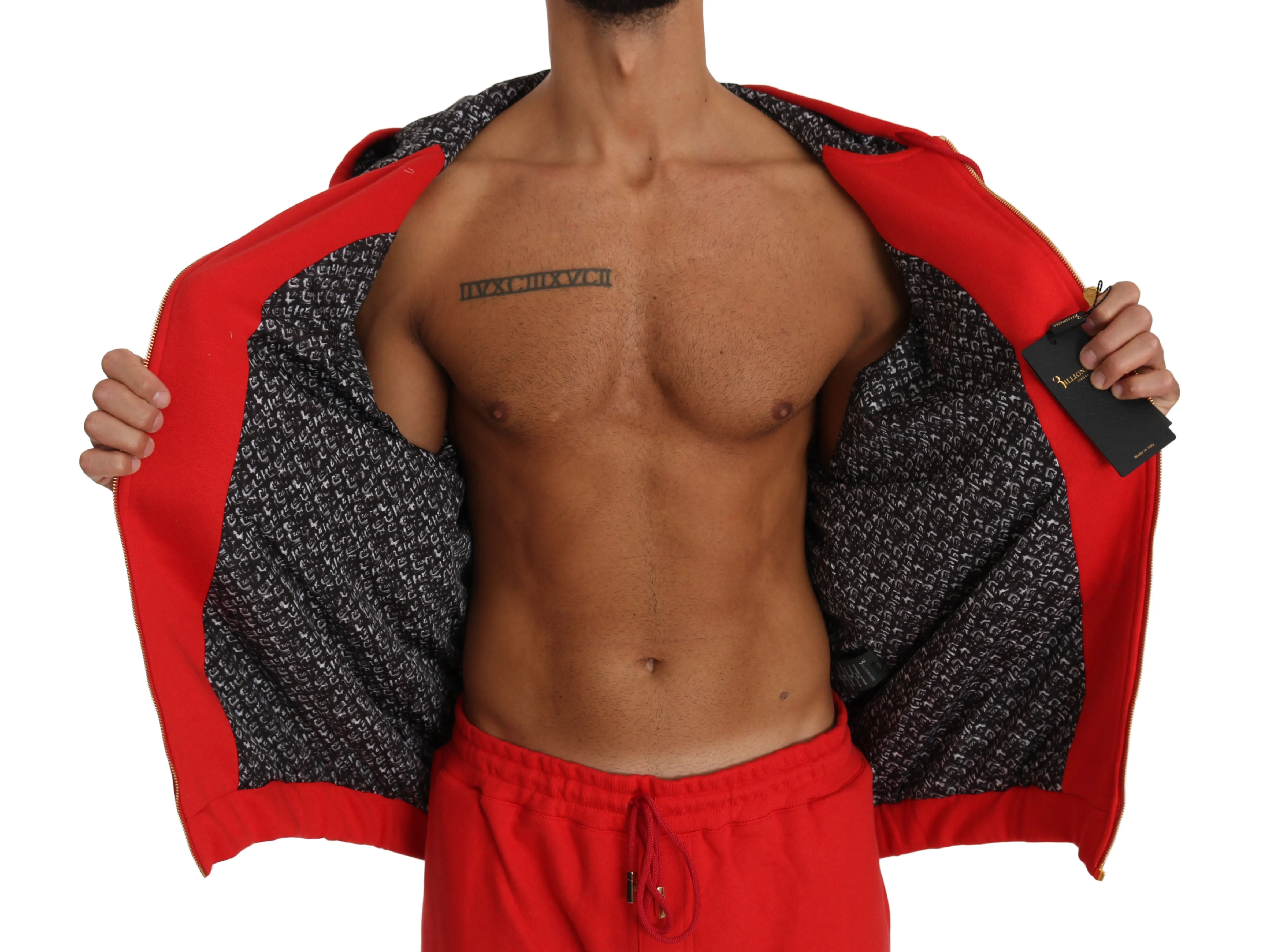 Red Cotton Sweater Pants Tracksuit