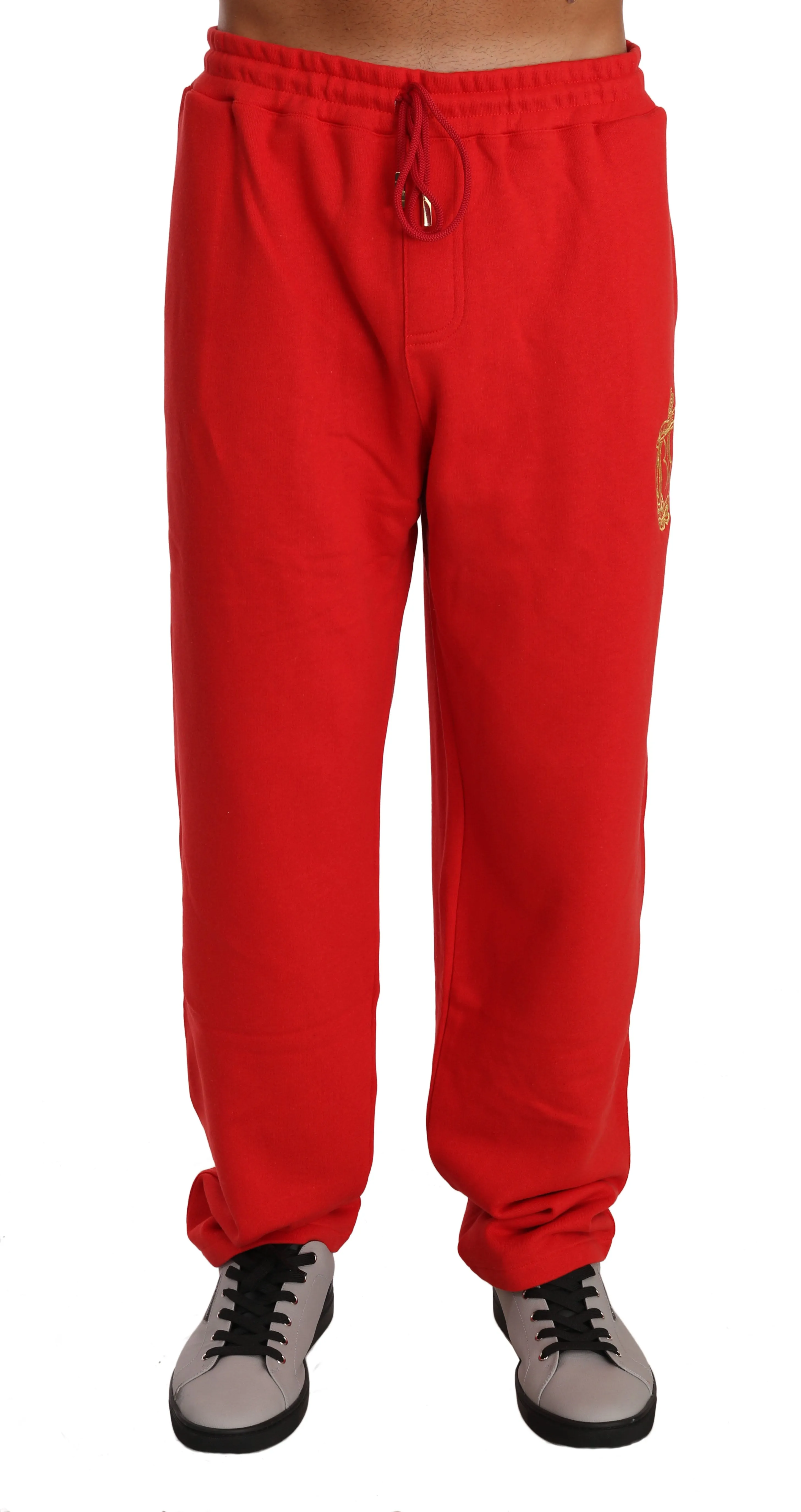 Red Cotton Sweater Pants Tracksuit