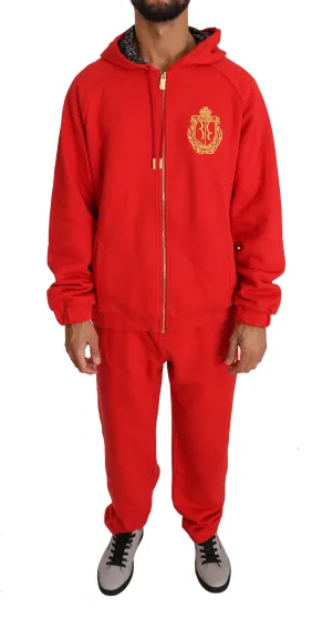 Red Cotton Sweater Pants Tracksuit