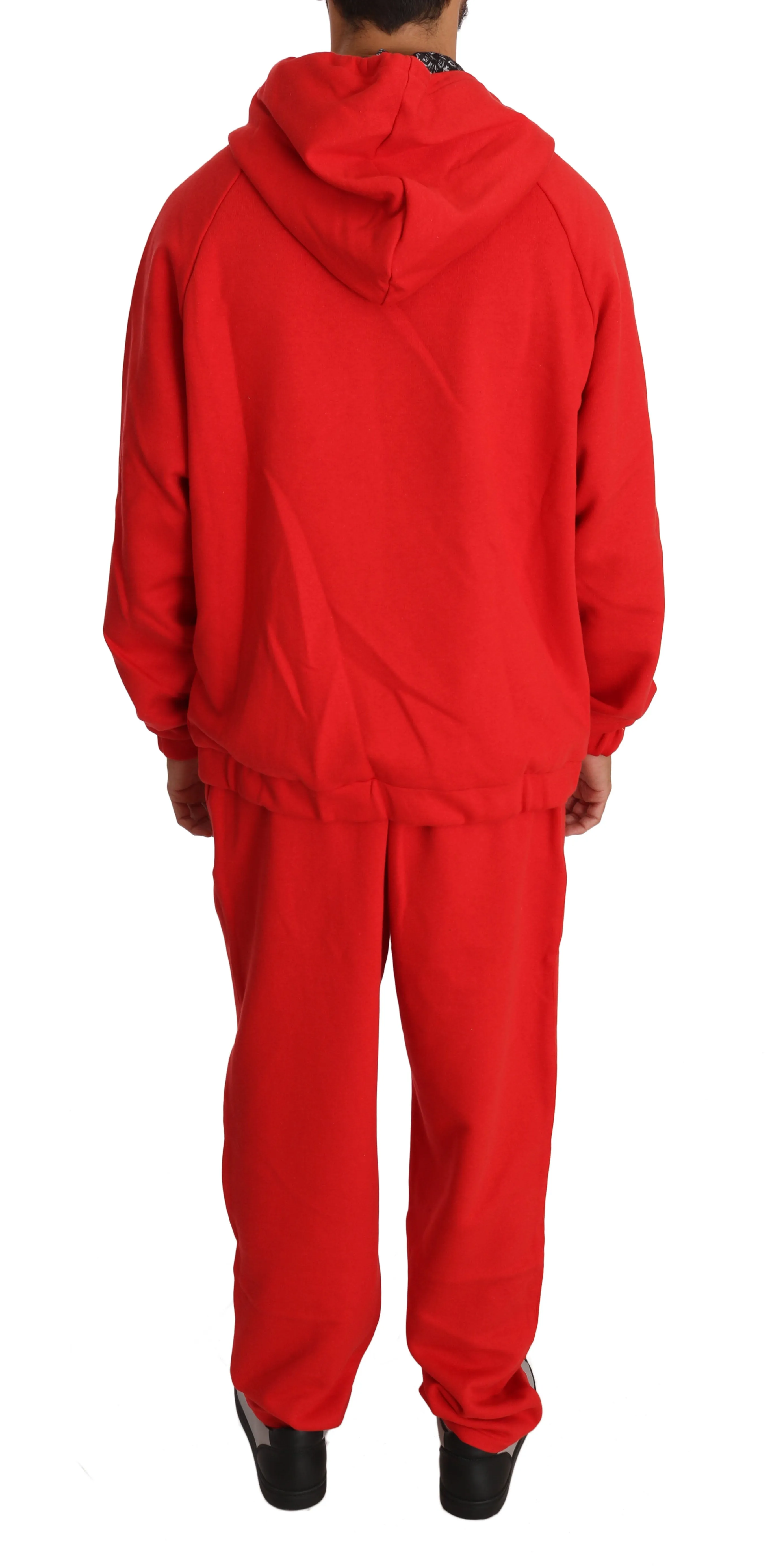 Red Cotton Sweater Pants Tracksuit