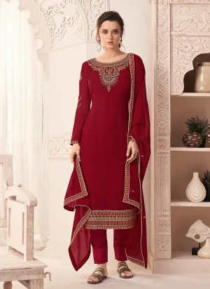 Red Embroidered Pakistani Salwar Kameez