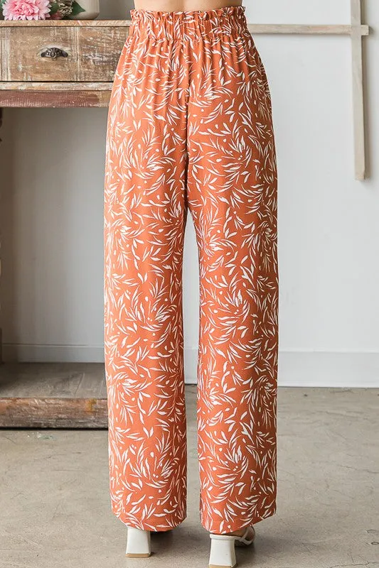 Rust Printed Casual Pants