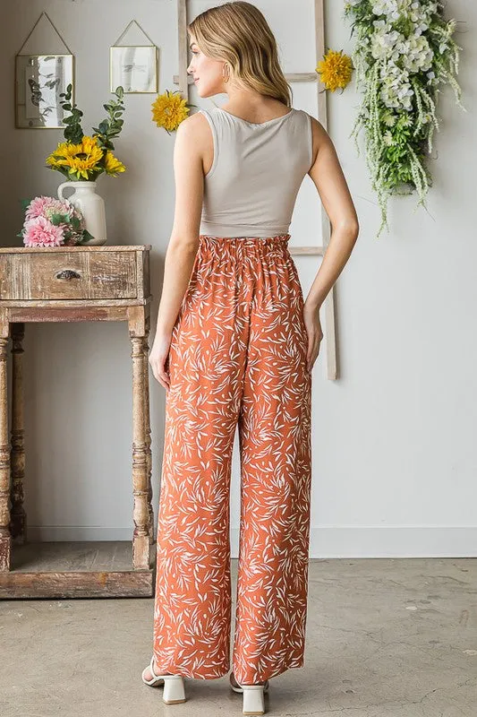 Rust Printed Casual Pants