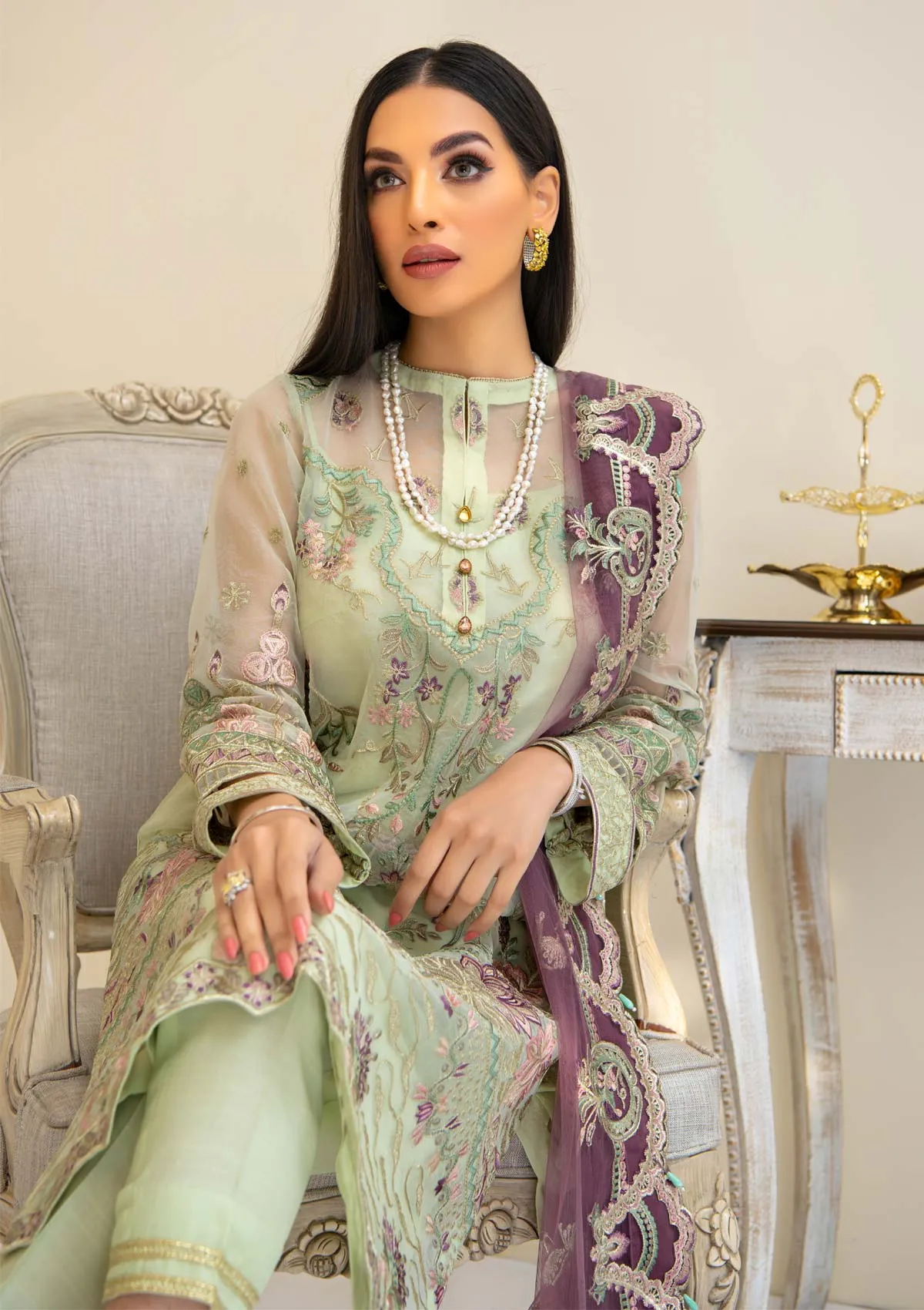 RÊVEUSE - LOOK 03 | AIK Atelier Reveuse Spring 2021 Collection - Organza & Tule | Unstitched mbroidered Organza Suits