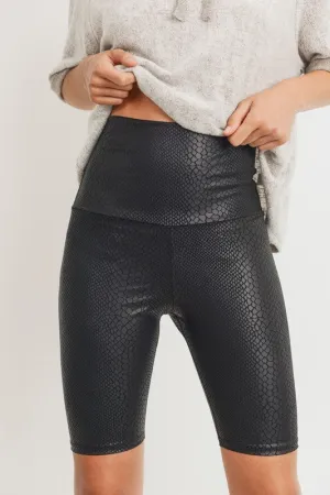 RYDER SNAKE PRINT VEGAN LEATHER SHORTS
