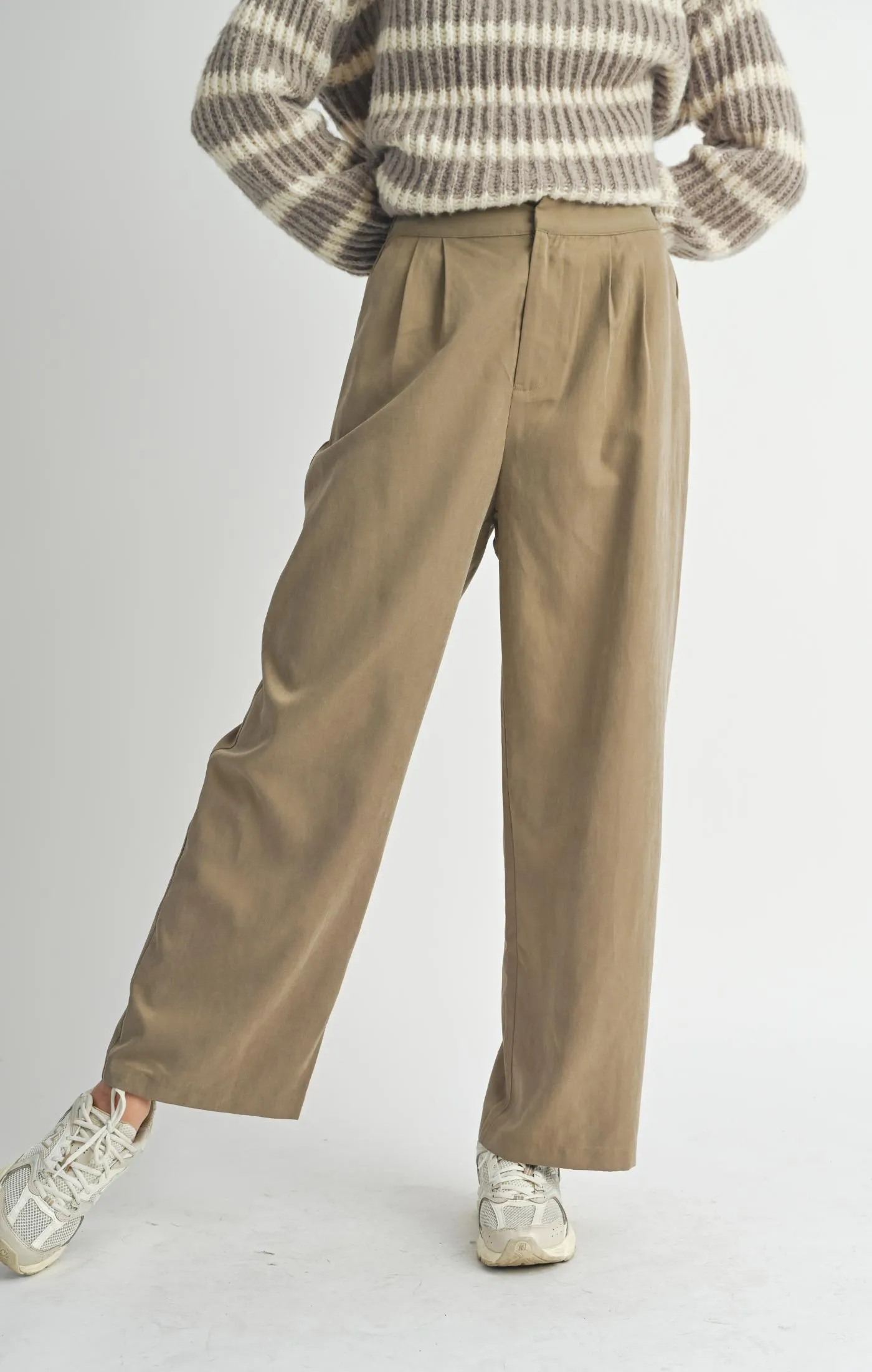 Sadie and Sage Olive Groves Front Pleat Trousers