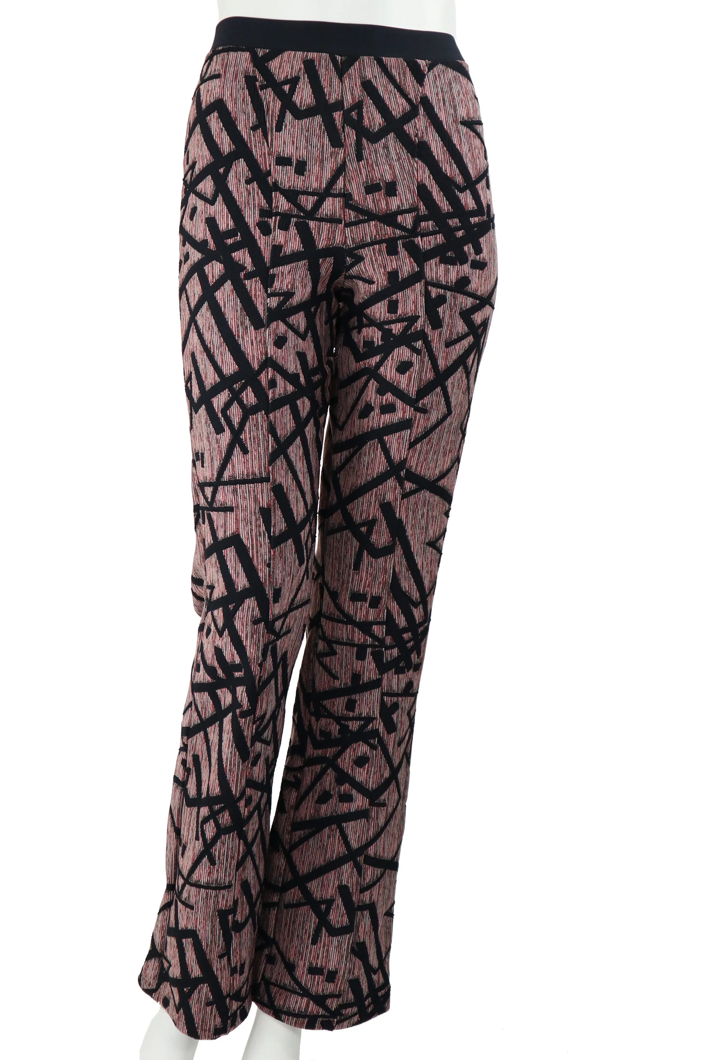 SAVYON Jacquard Bell Bottom Legs Print Pants