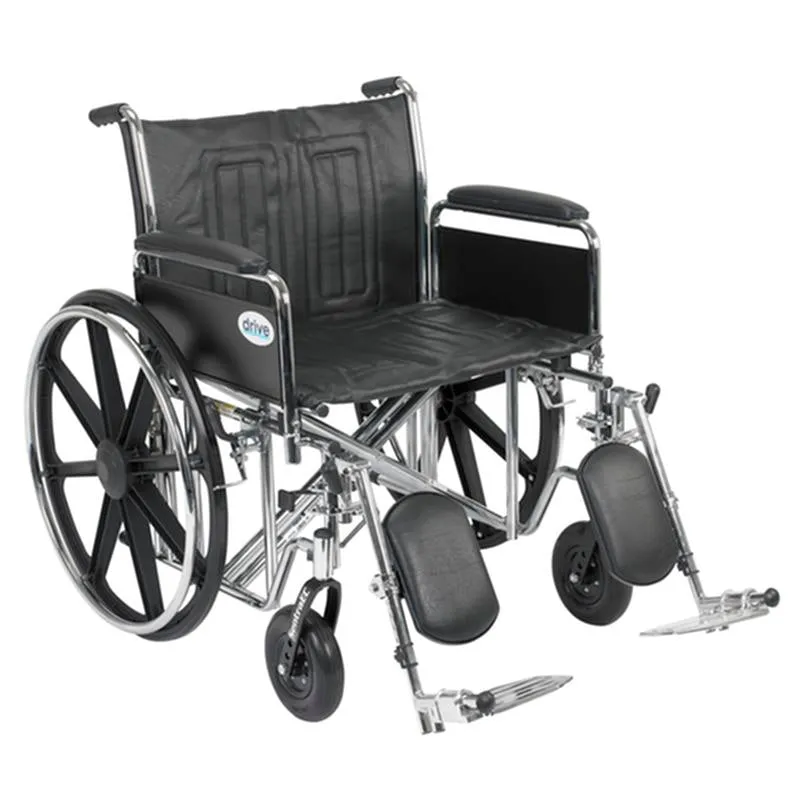 Sentra EC Heavy Duty Wheelchair, Detachable Full Arms, Elevating Leg Rests, 24" Seat - 1 Each