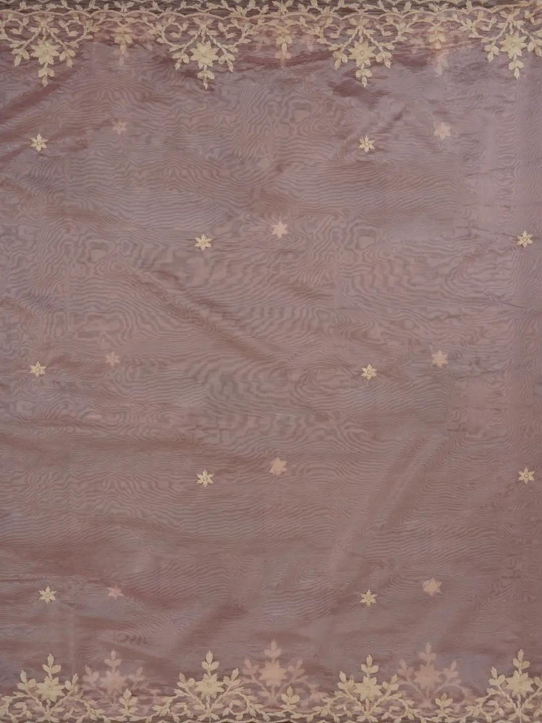 Sequin Embroidered Off White Silk Blend Dress Material with Dupatta