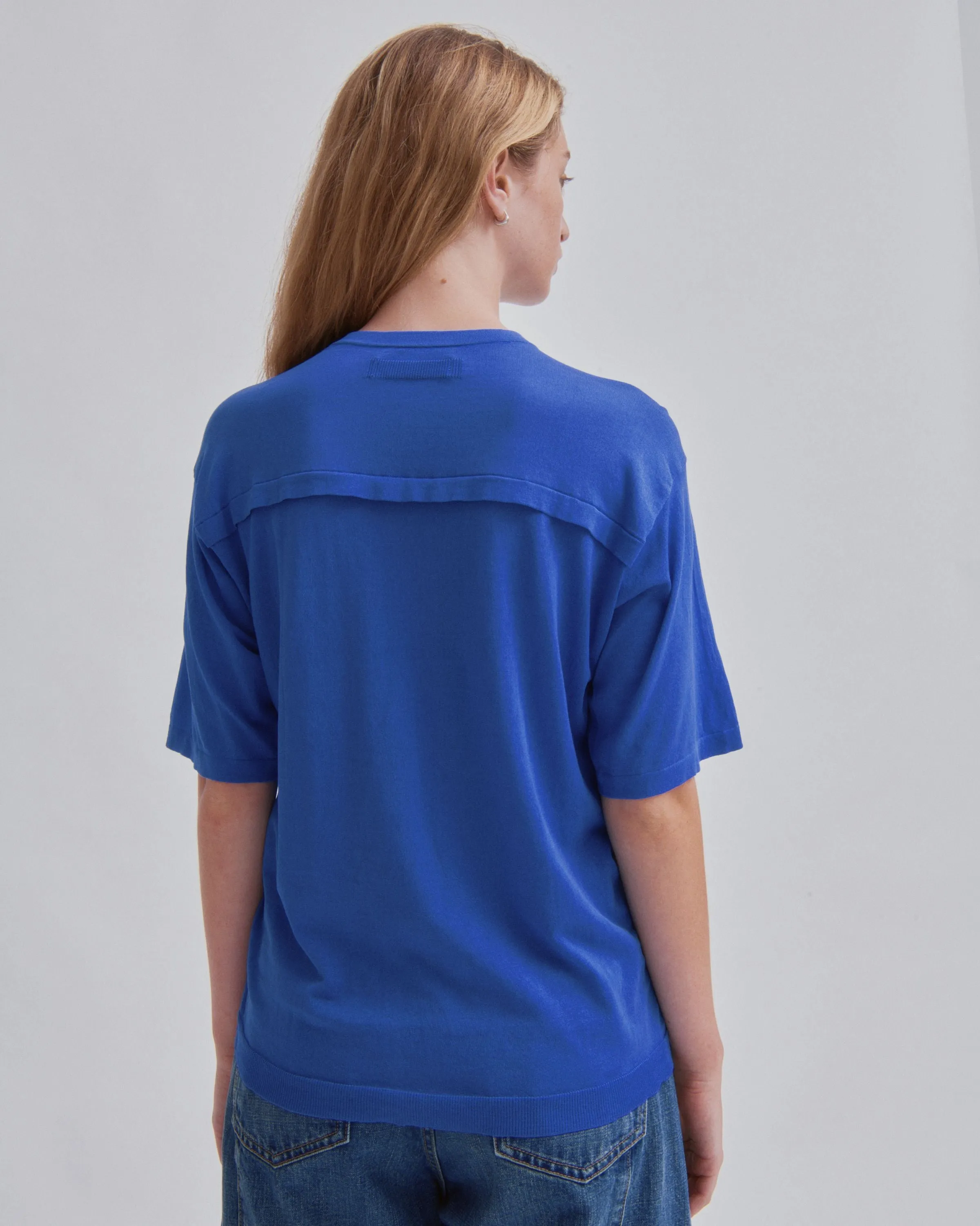 Sheer Knit Tee in Cobalt
