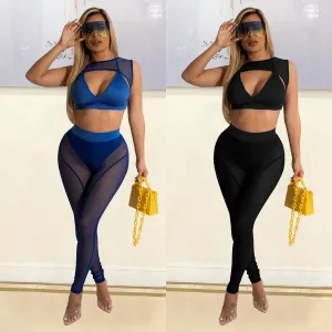 Skinny Mesh See-Through Panel Leggings