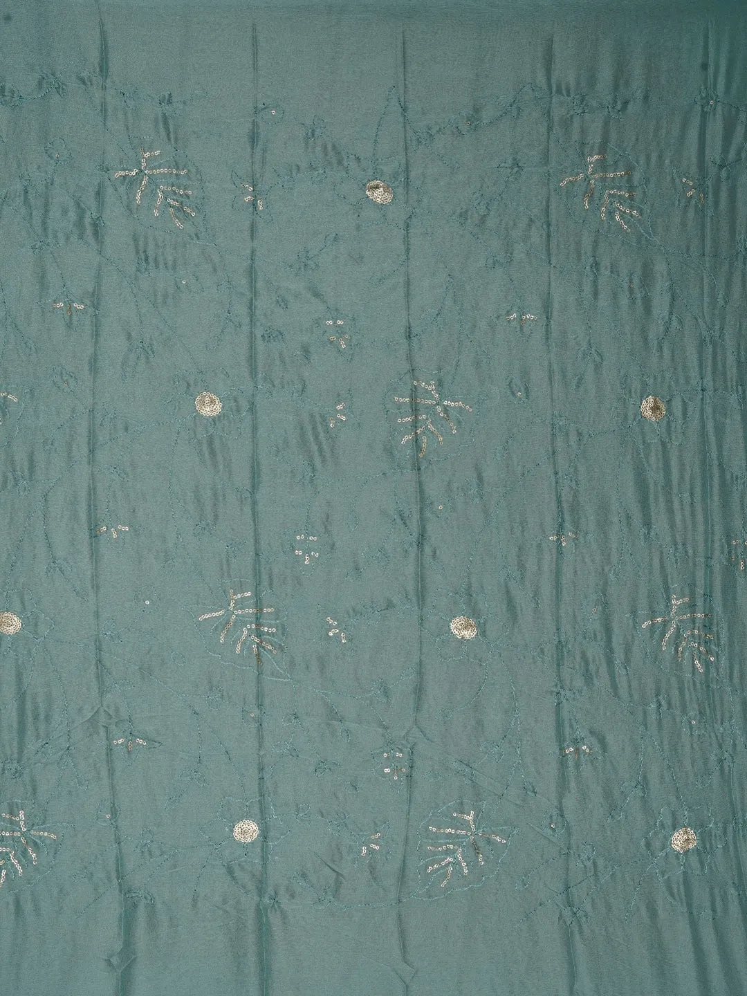 Sky Blue Floral Sequin Embroidered Organza Dress Material with Dupatta