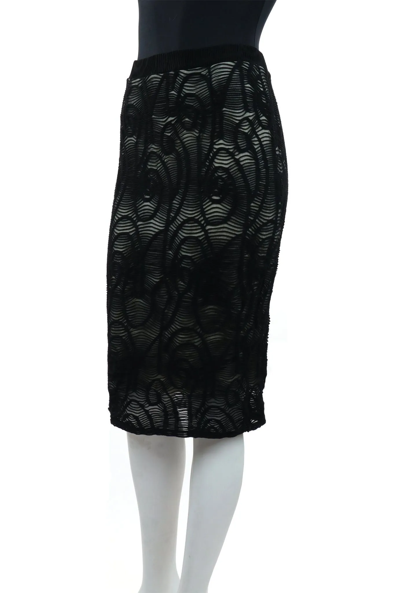 SKYLAR  Textured Burnout Pencil Skirt Black