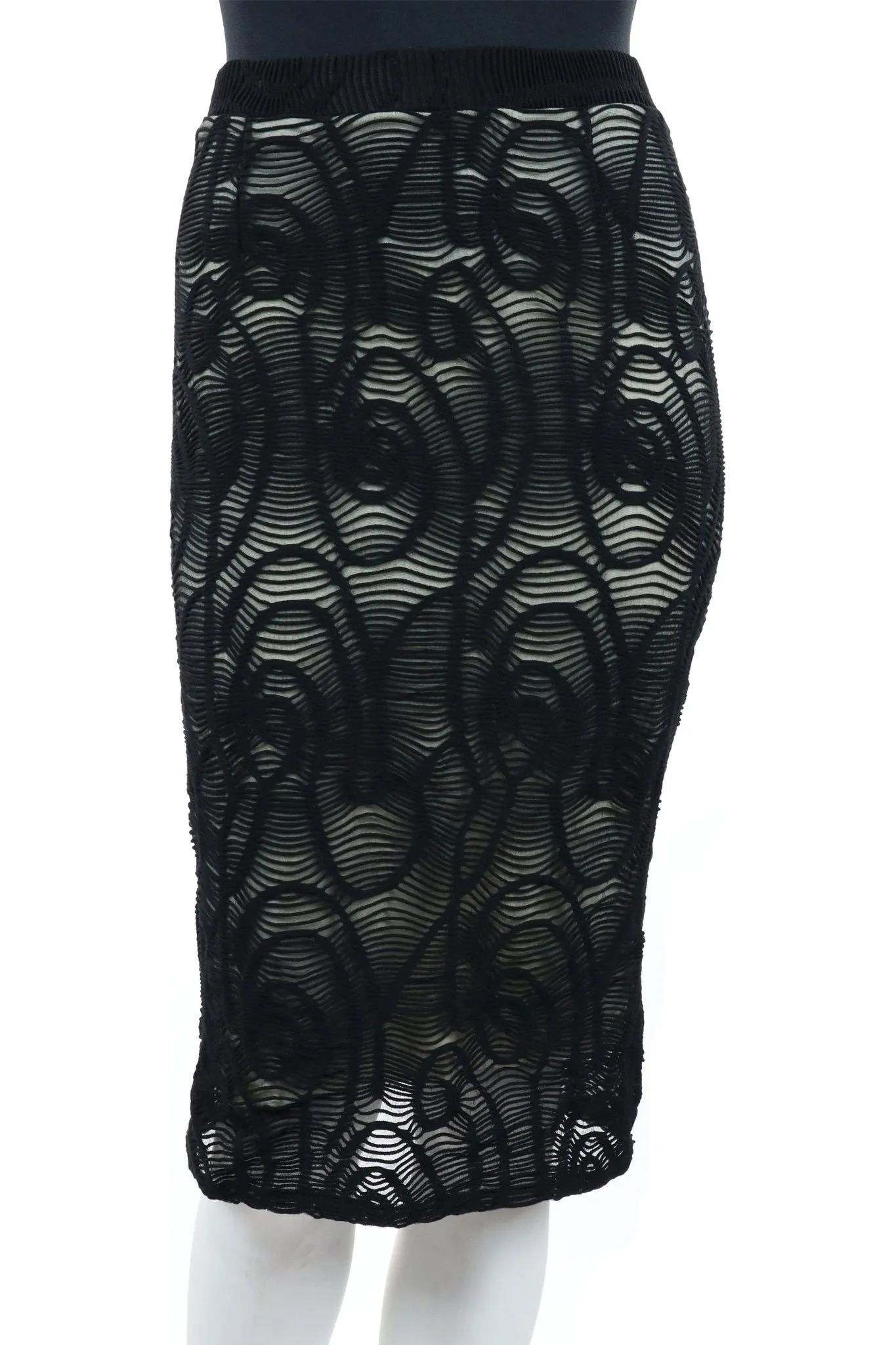 SKYLAR  Textured Burnout Pencil Skirt Black