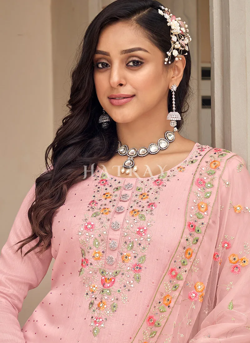 Soft Peach Multi Embroidered Traditional Salwar Kameez