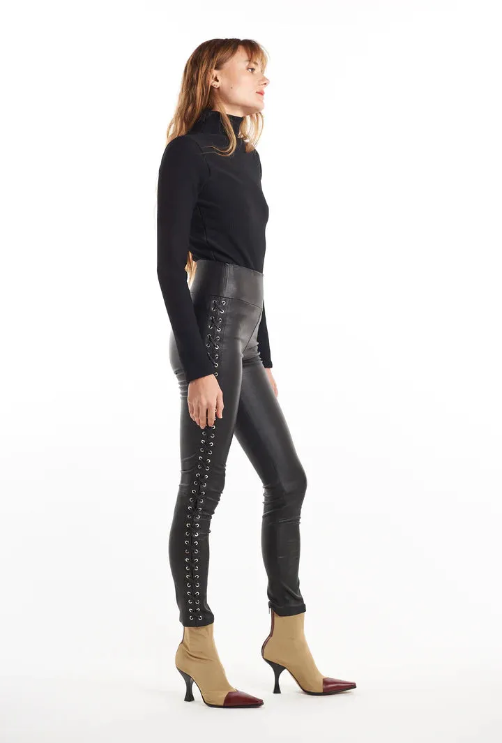 SPRWMN Eyelet Lace-Up Leather Legging