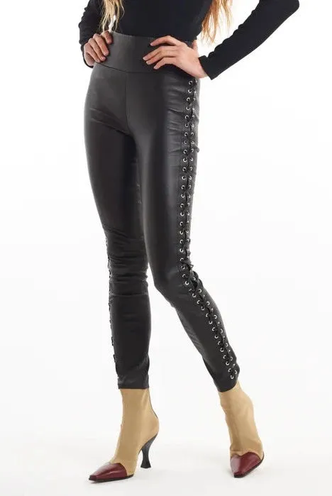 SPRWMN Eyelet Lace-Up Leather Legging