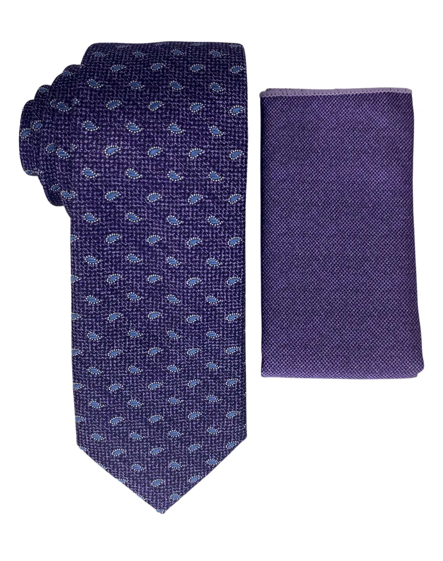Stacy Adams Geometric Tie and Handkerchief - Purple