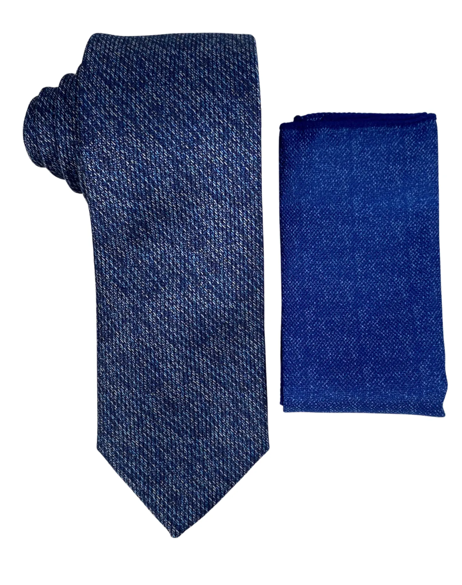 Stacy Adams Textured Tie and Handkerchief - Navy Blue Multi