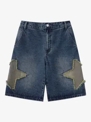 STAR EMBROIDERED JEAN SHORTS
