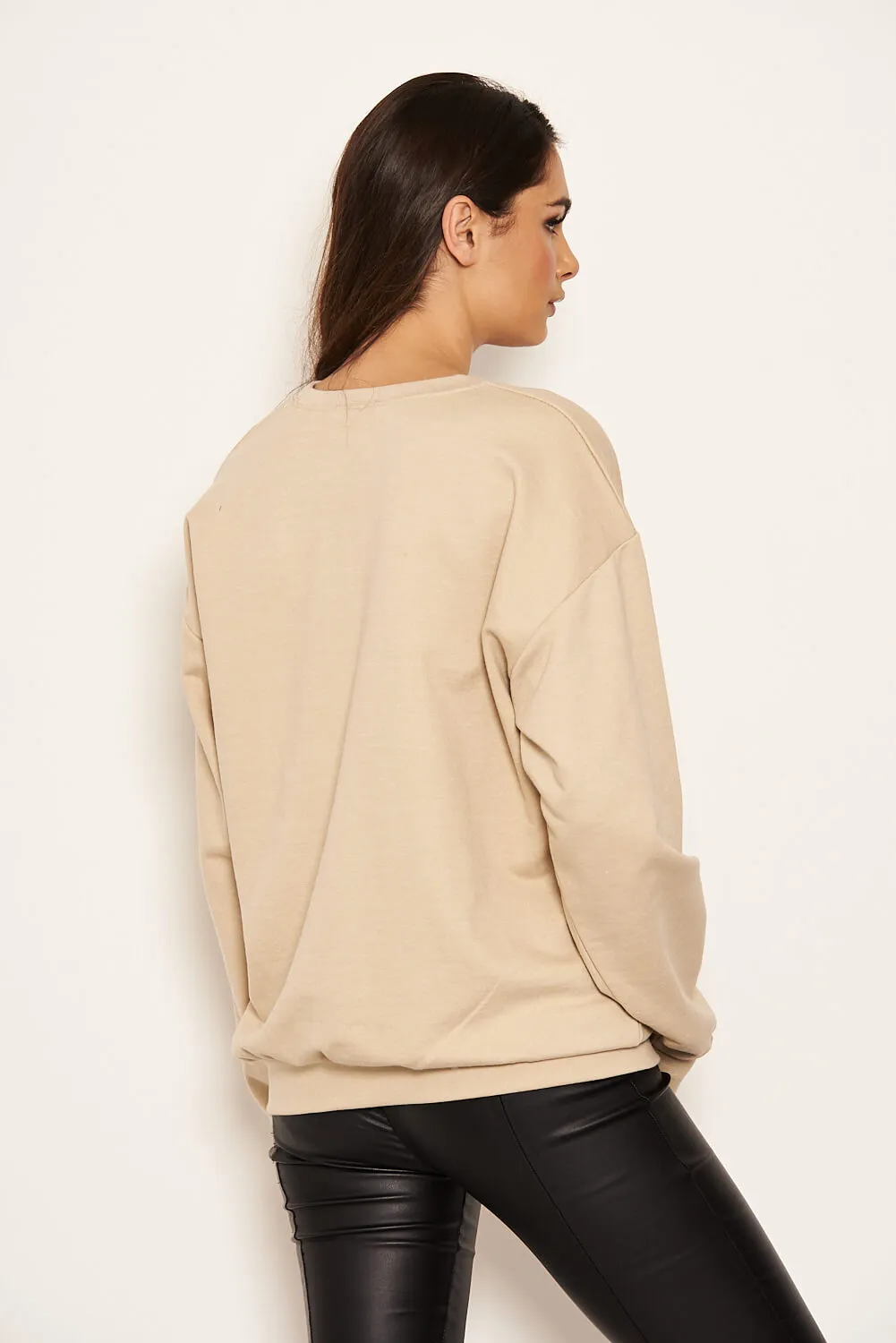 Stone Slogan Printed Sweatshirt