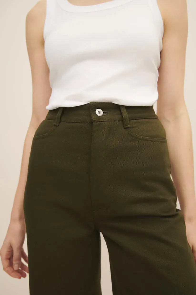 Straight Leg Jean in Khaki Denim | Kowtow