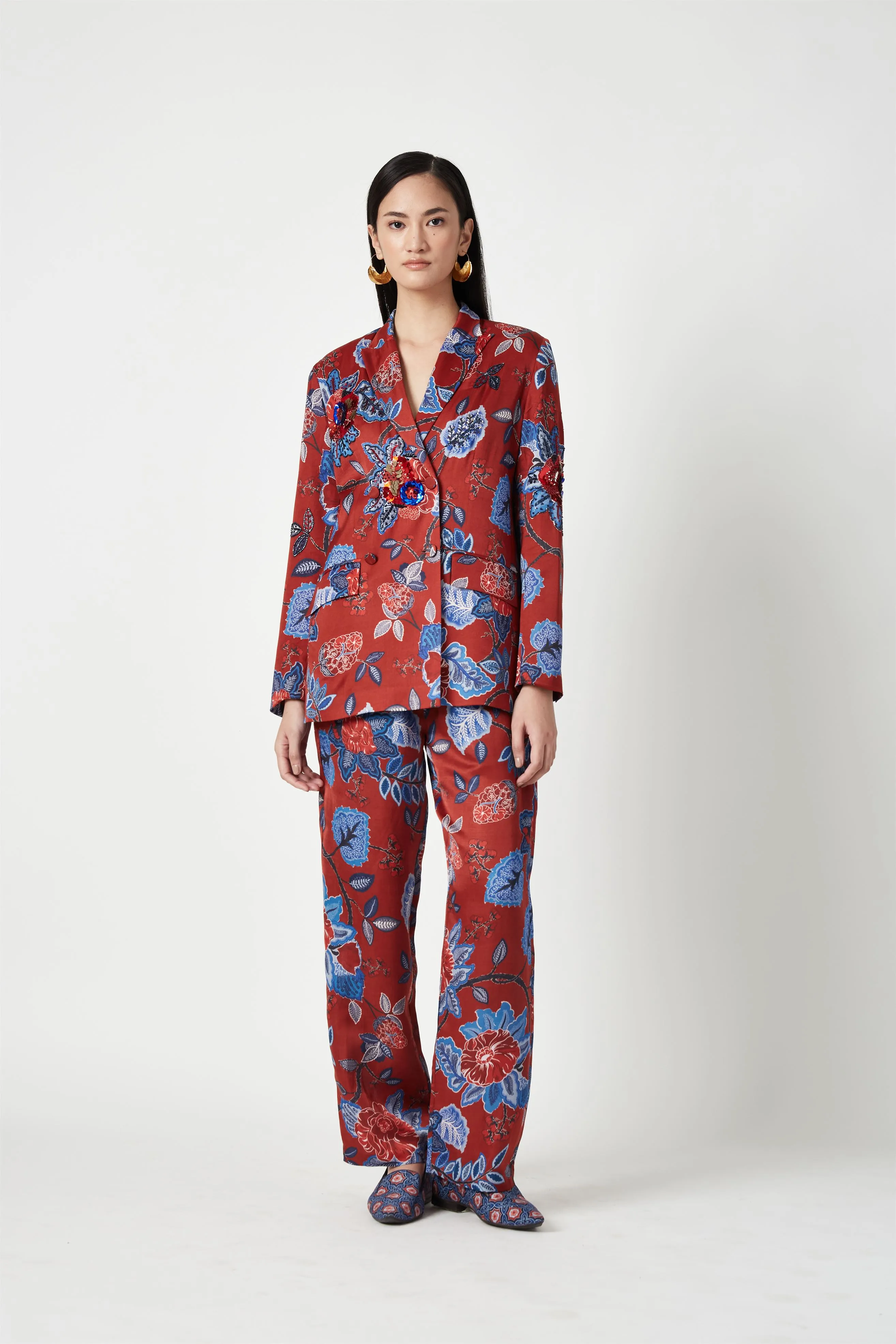 Summer Pants Linen Satin Tawau Printed-Fashion Edit Java 3-2JV-115A-Payal Pratap