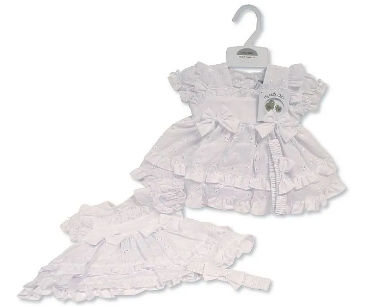 Tiered Baby Dress with Embroidery and Bows (6-24m) (PK6) BIS-2120-6279