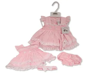 Tiered Baby Dress with Smocking and Bows (NB-6m) (PK6) BIS-2120-6272