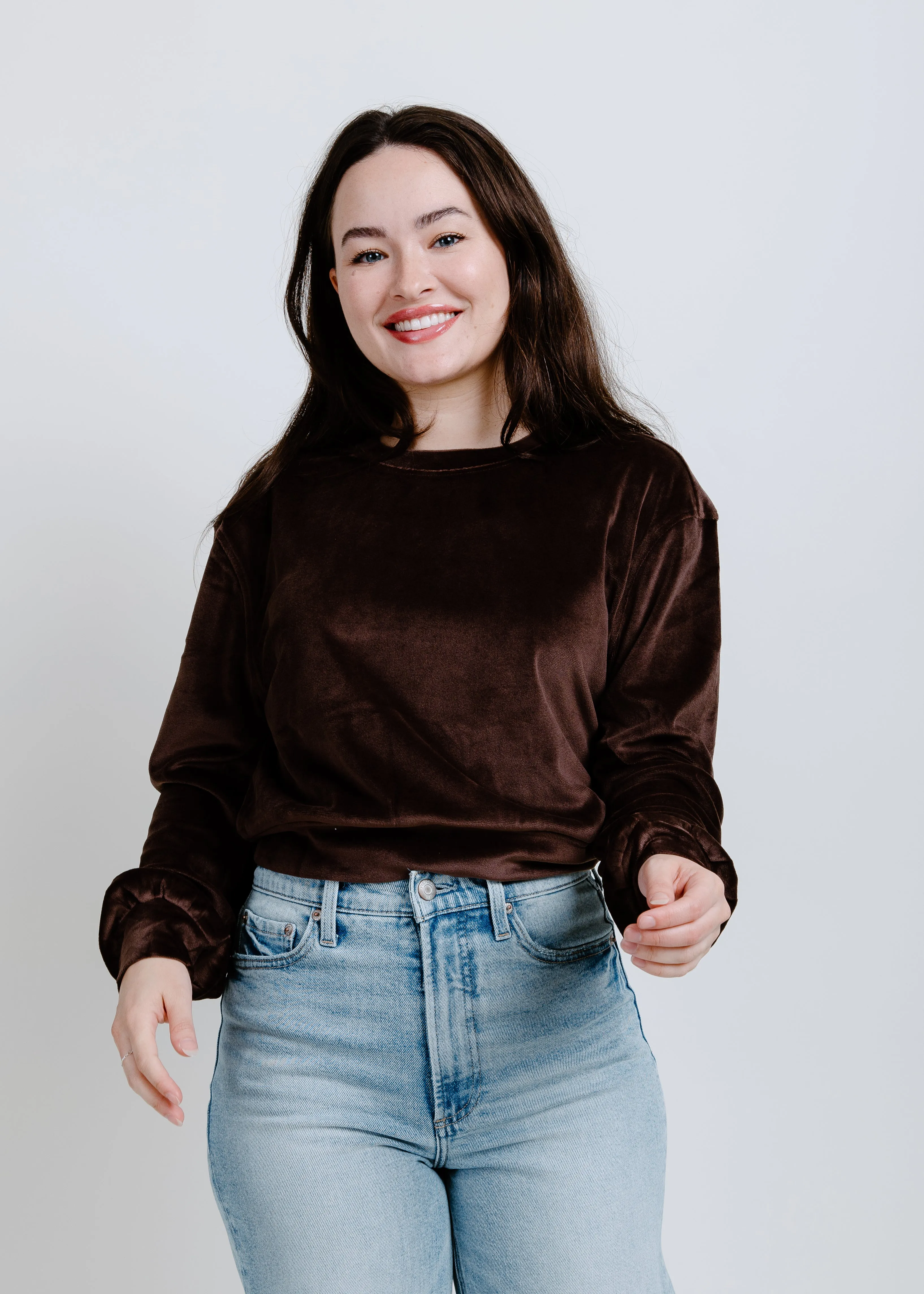 Virgina Velvet Crewneck - Chocolate Brown