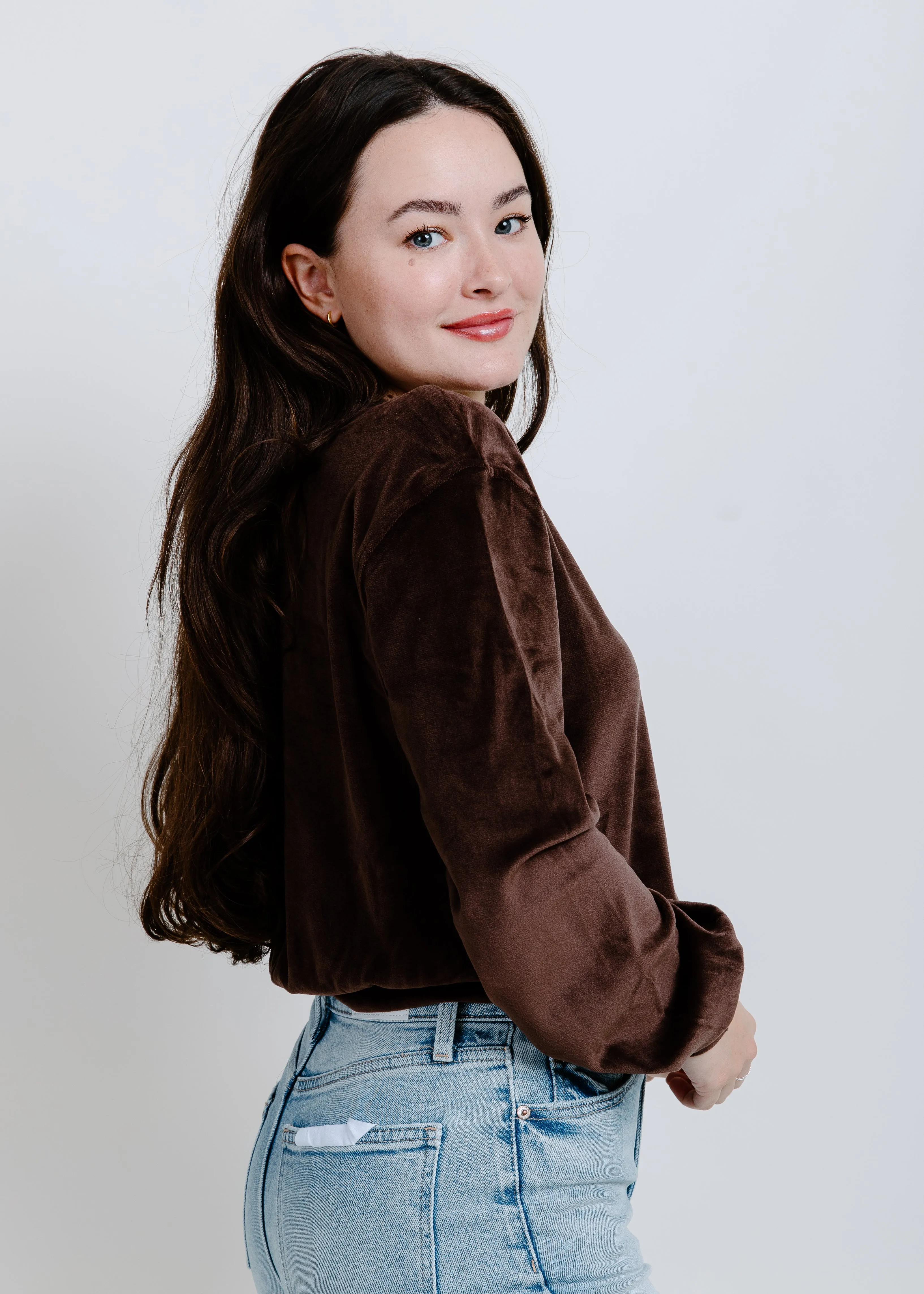 Virgina Velvet Crewneck - Chocolate Brown