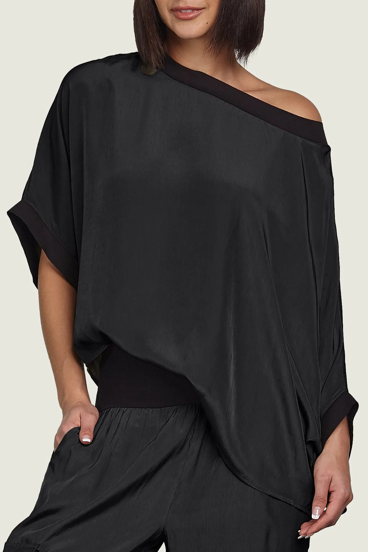 Washable Silk Bateau Top