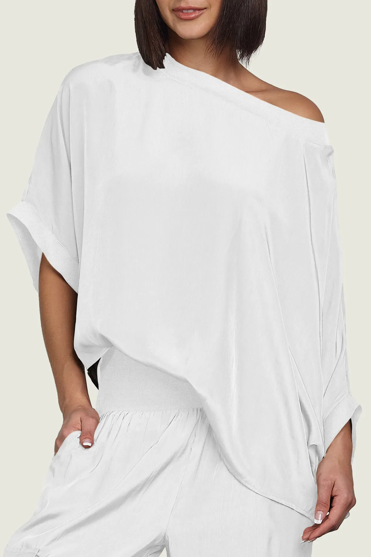 Washable Silk Bateau Top