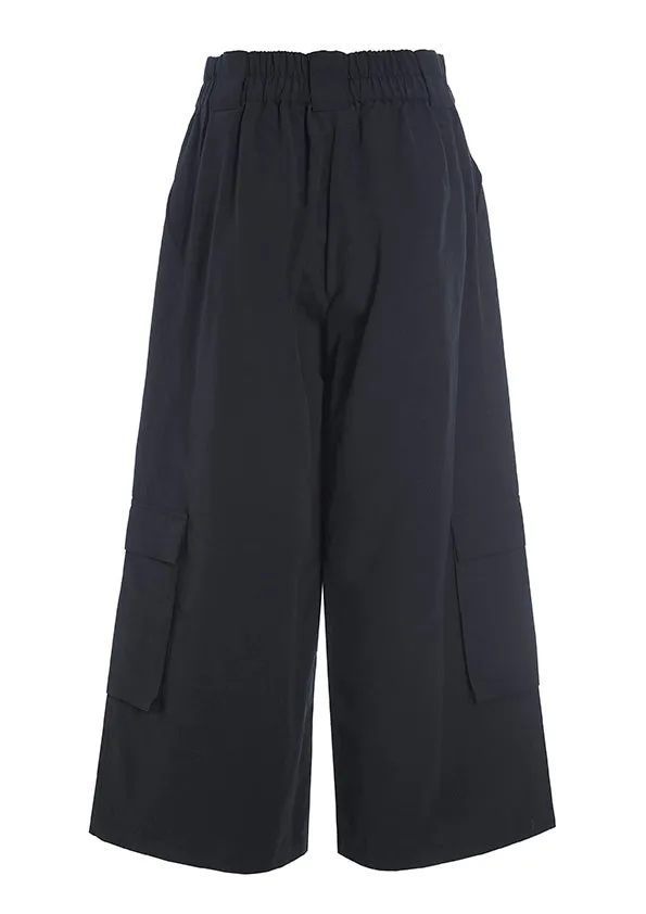 Wide Leg Crop Pant with Side Cargo Pockets