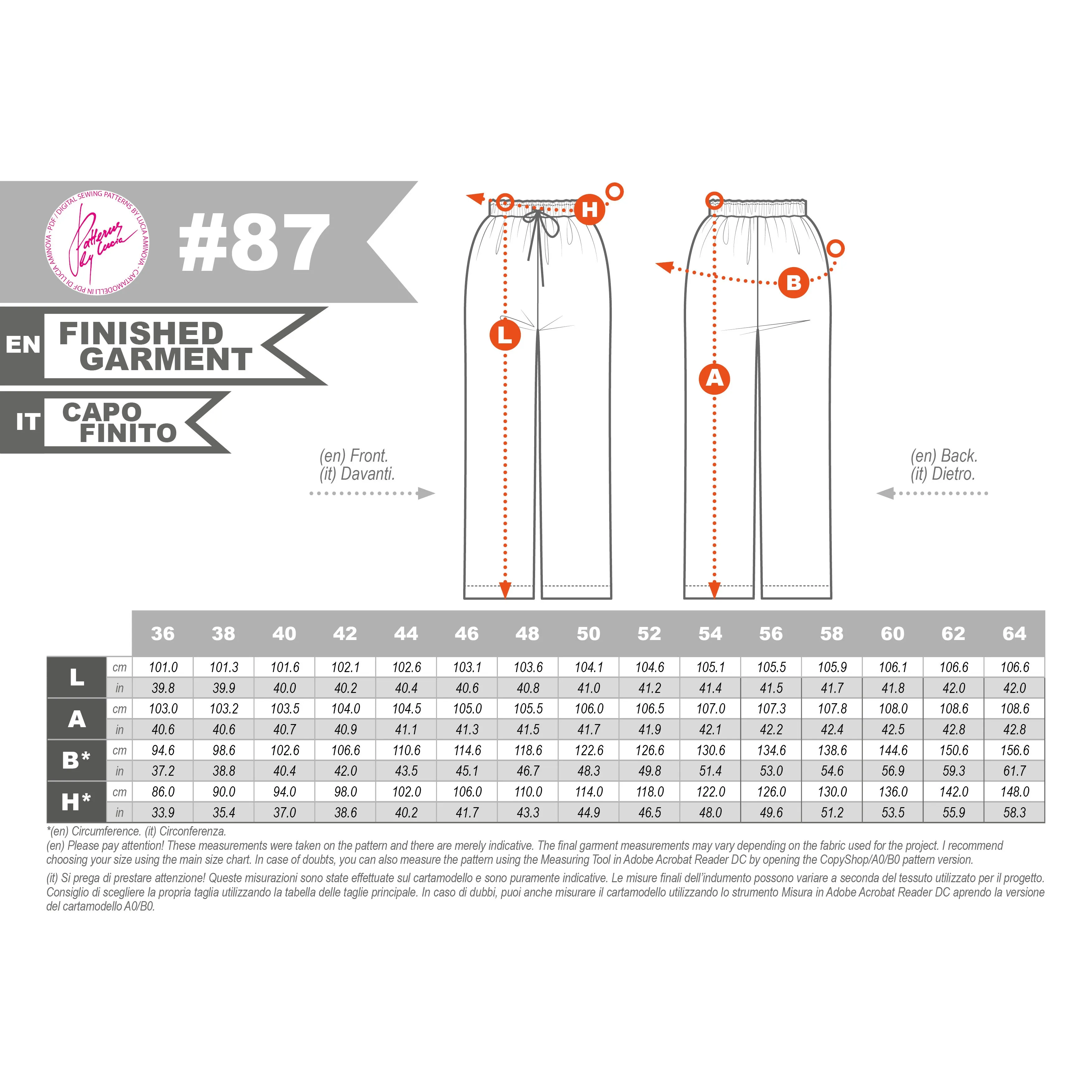 Wide Leg Pants Sewing Pattern N.87