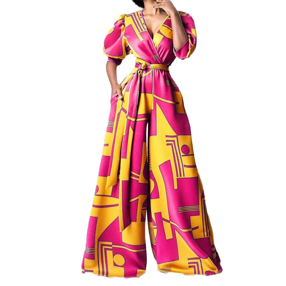 Women Printed Jumpsuit High Waist