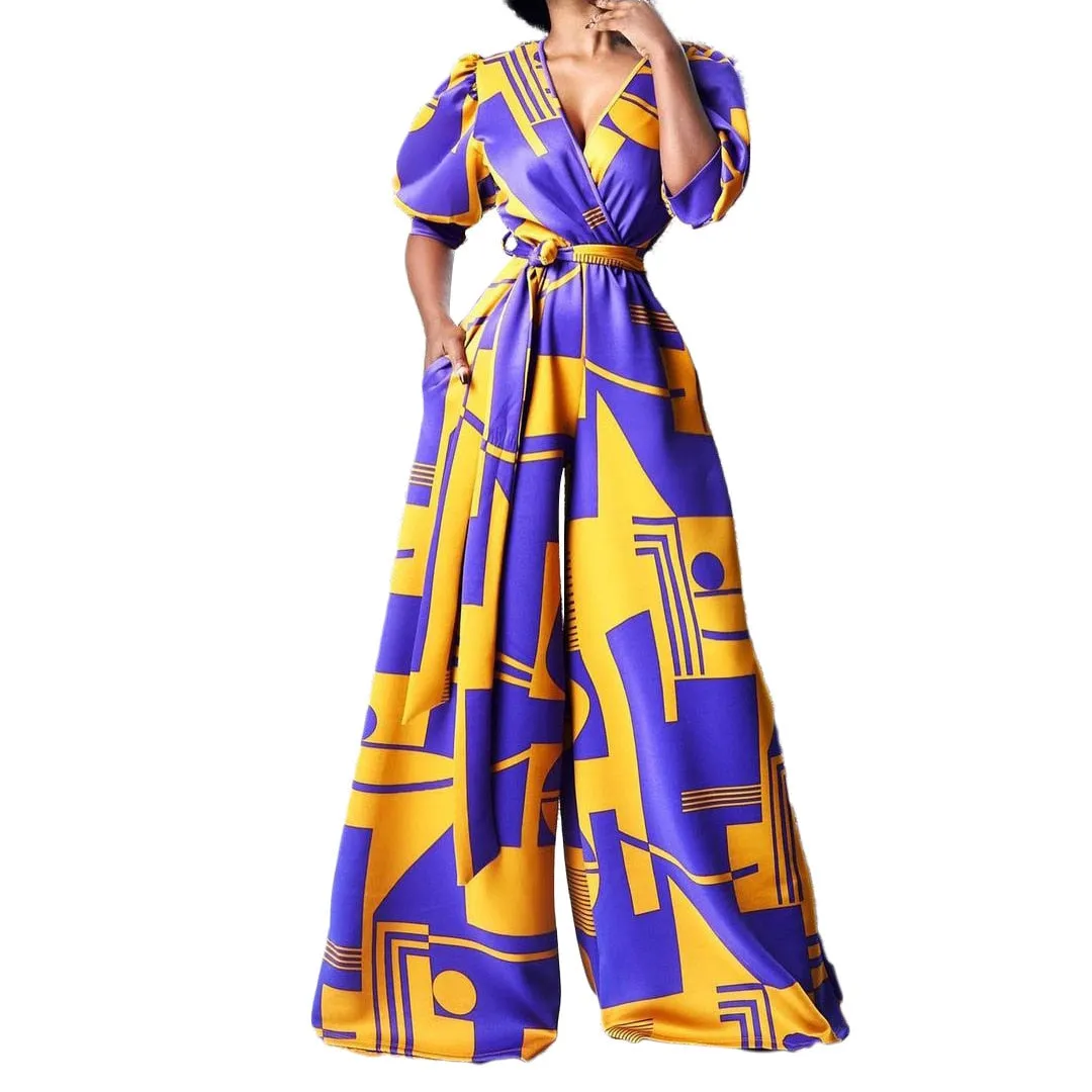 Women Printed Jumpsuit High Waist