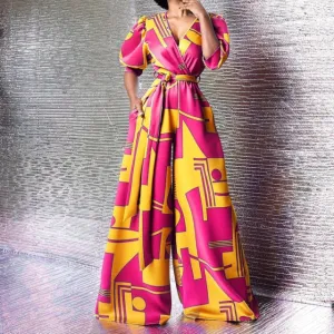 Women Printed Jumpsuit High Waist
