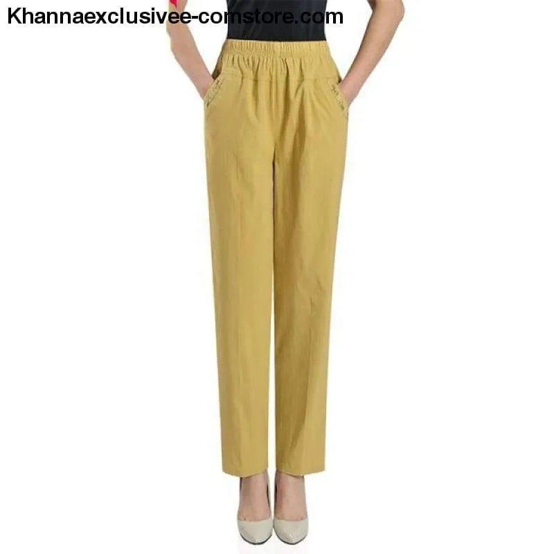 Women's Casual Straight Loose Elegant Fashion Elastic Waist Solid Color Pants in Plus Size