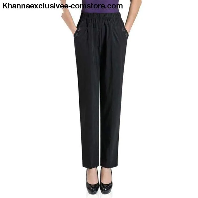 Women's Casual Straight Loose Elegant Fashion Elastic Waist Solid Color Pants in Plus Size