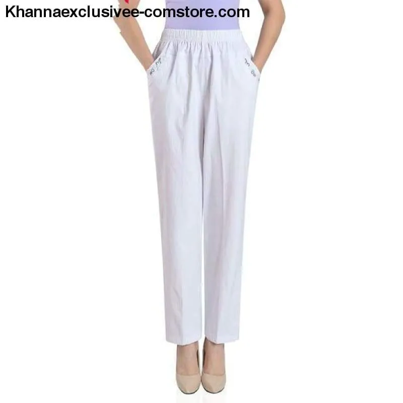 Women's Casual Straight Loose Elegant Fashion Elastic Waist Solid Color Pants in Plus Size
