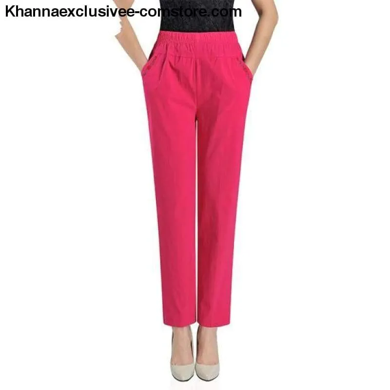 Women's Casual Straight Loose Elegant Fashion Elastic Waist Solid Color Pants in Plus Size