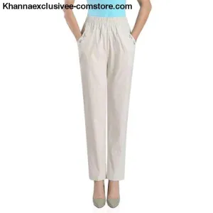 Women's Casual Straight Loose Elegant Fashion Elastic Waist Solid Color Pants in Plus Size