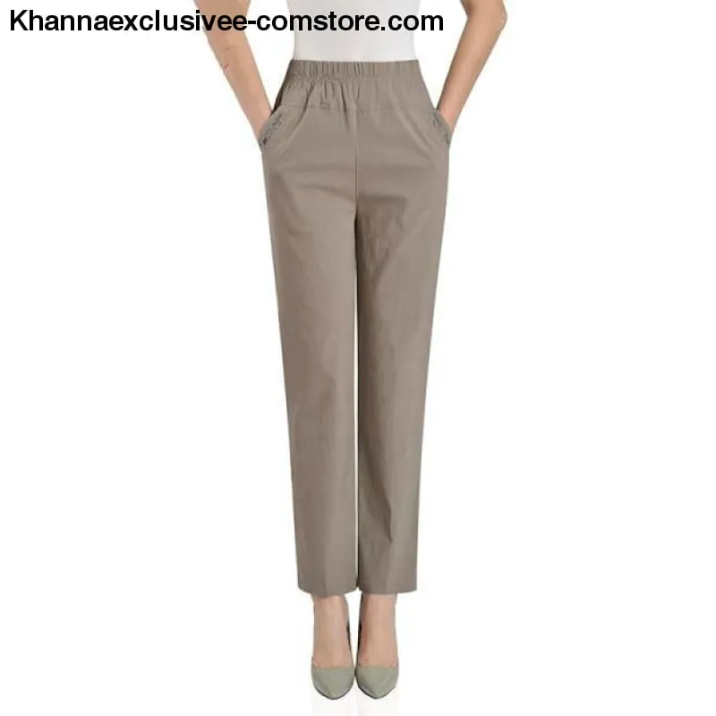 Women's Casual Straight Loose Elegant Fashion Elastic Waist Solid Color Pants in Plus Size