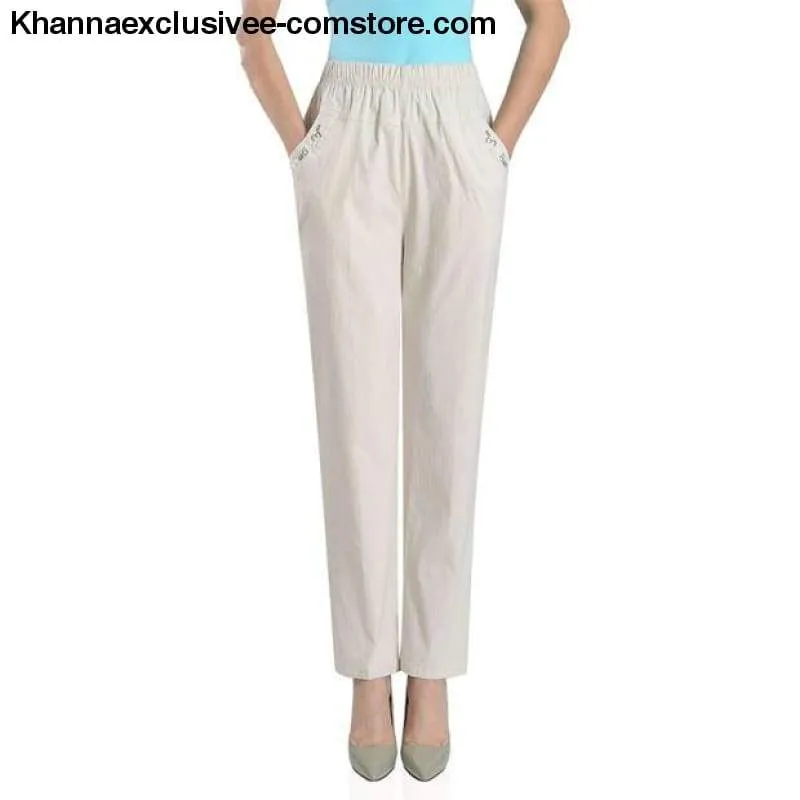 Women's Casual Straight Loose Elegant Fashion Elastic Waist Solid Color Pants in Plus Size