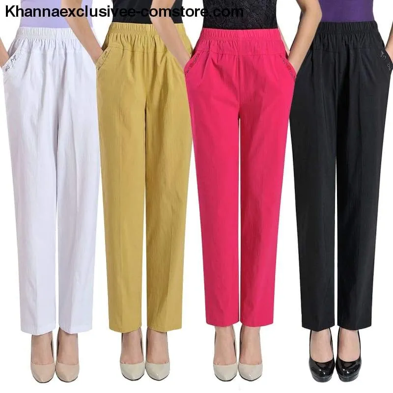 Women's Casual Straight Loose Elegant Fashion Elastic Waist Solid Color Pants in Plus Size