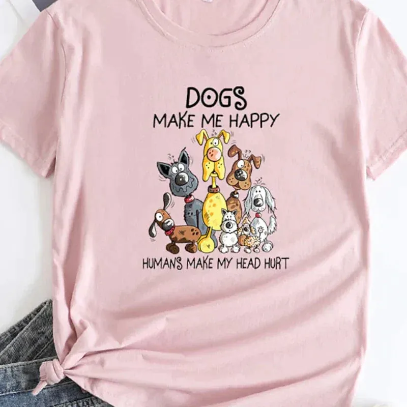 Women's T shirt Dog Short Sleeve