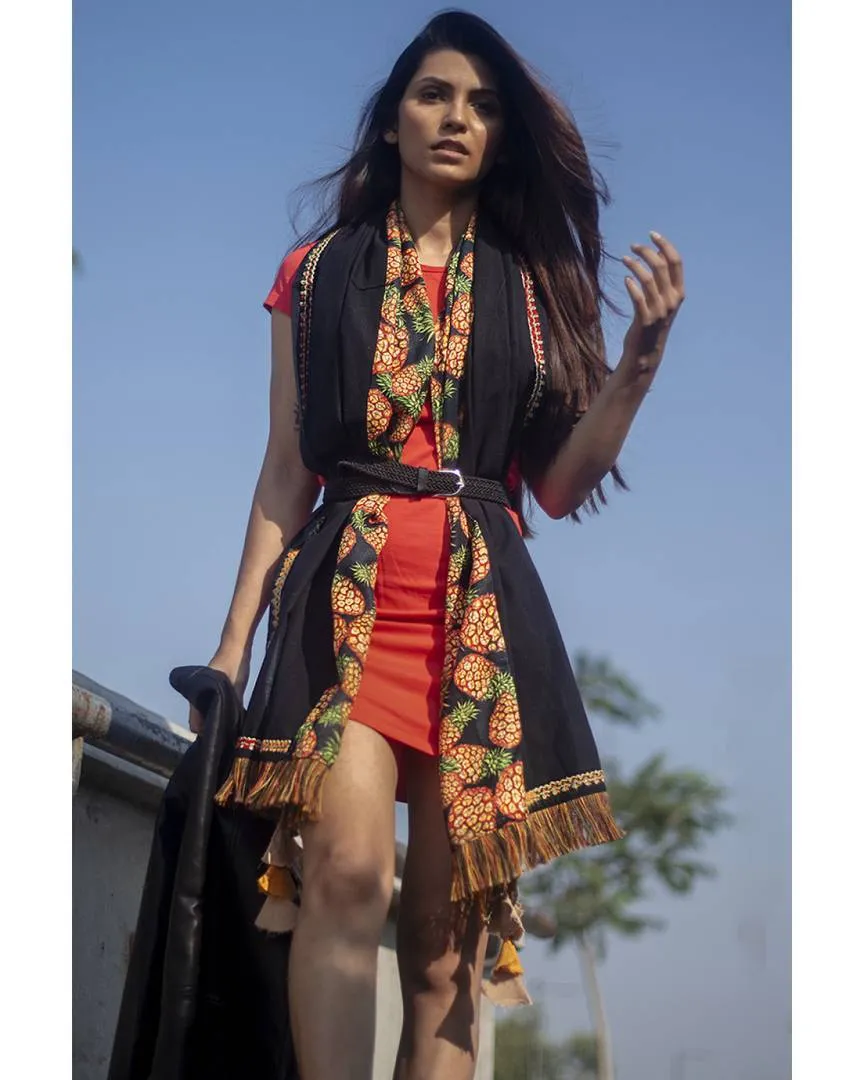 Women's Tropical Pineapple Print Khadi Dupatta or Stole