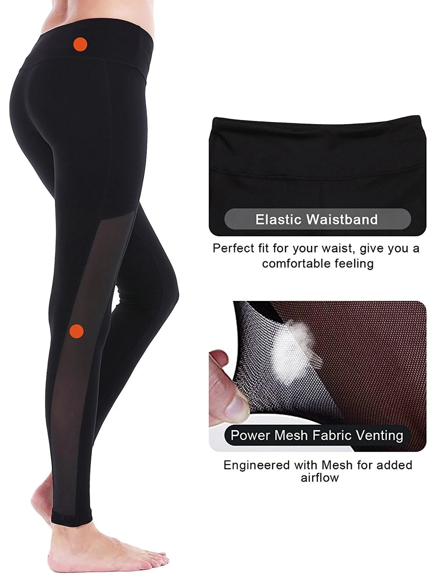 Women's Yoga Mesh Panels Gym Running Workout Exercise Skinny Leggings