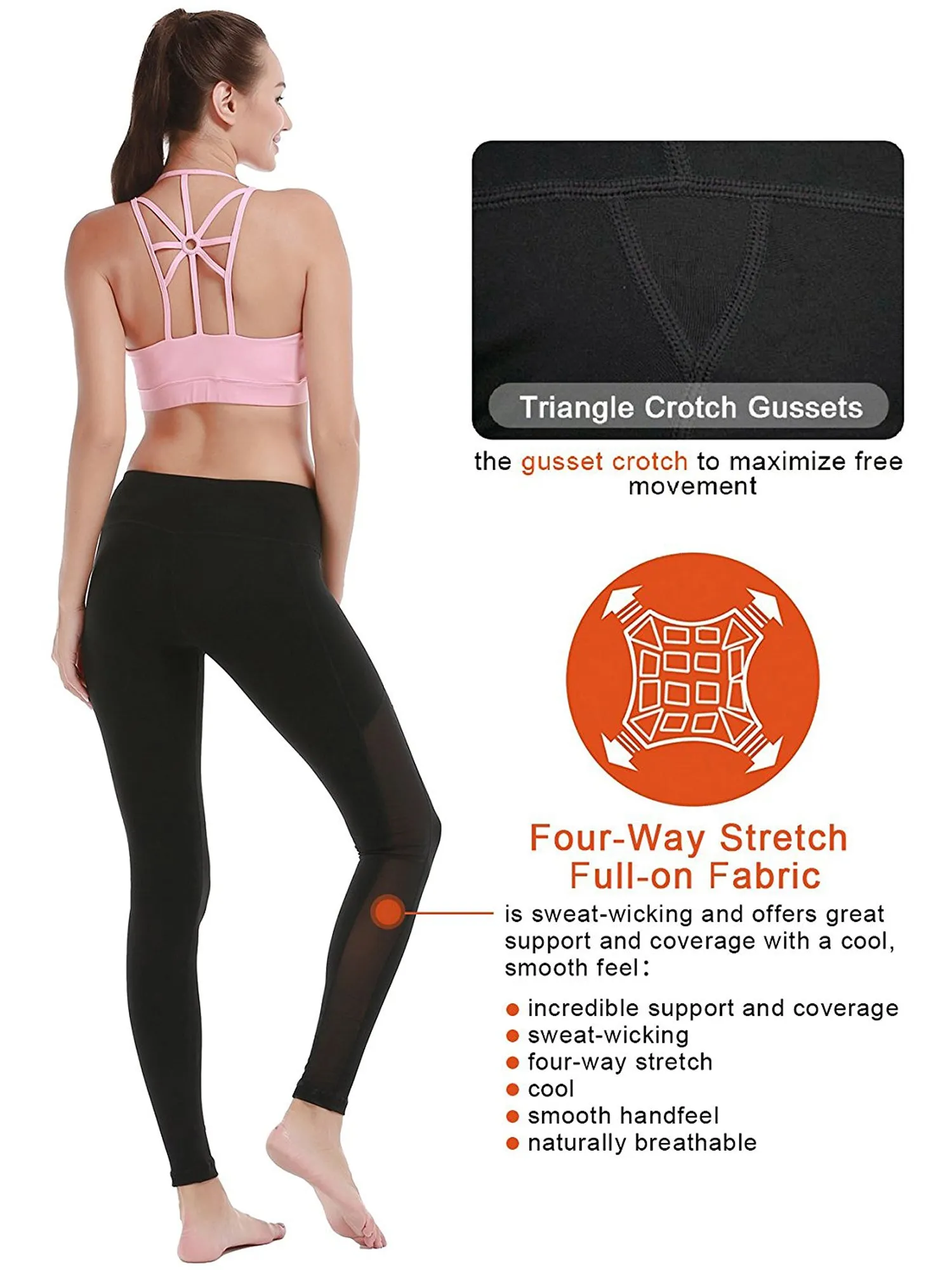 Women's Yoga Mesh Panels Gym Running Workout Exercise Skinny Leggings